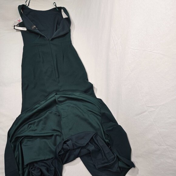 BETSY ADAM "Christine" PINE Scuba Crepe Ruffle Bow Slit Formal Gown Dress Size 8 - Picture 9 of 17